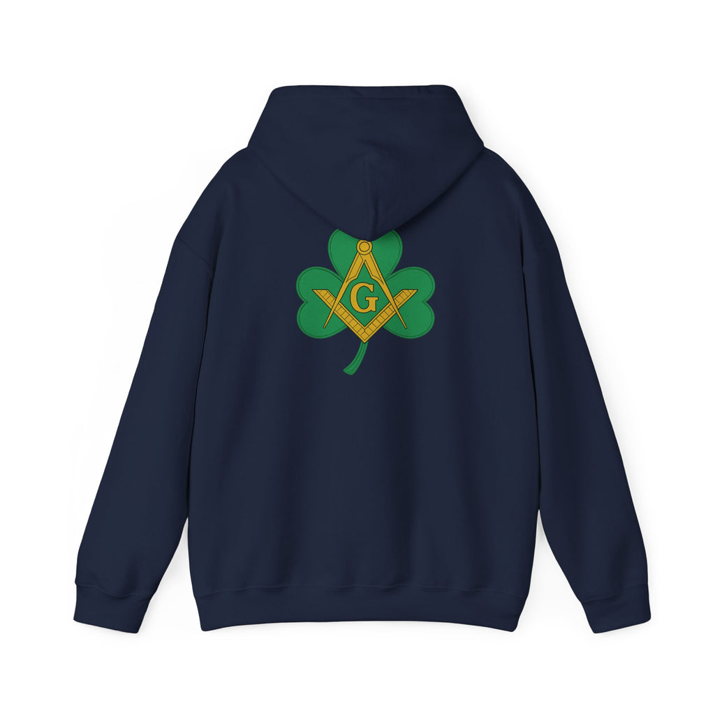 St. Patrick's Day Hooded Sweatshirt, Unisex Sweatshirt, Shamrock Sweater, Green Clover Pullover, Masonic Gift, Holiday Apparel