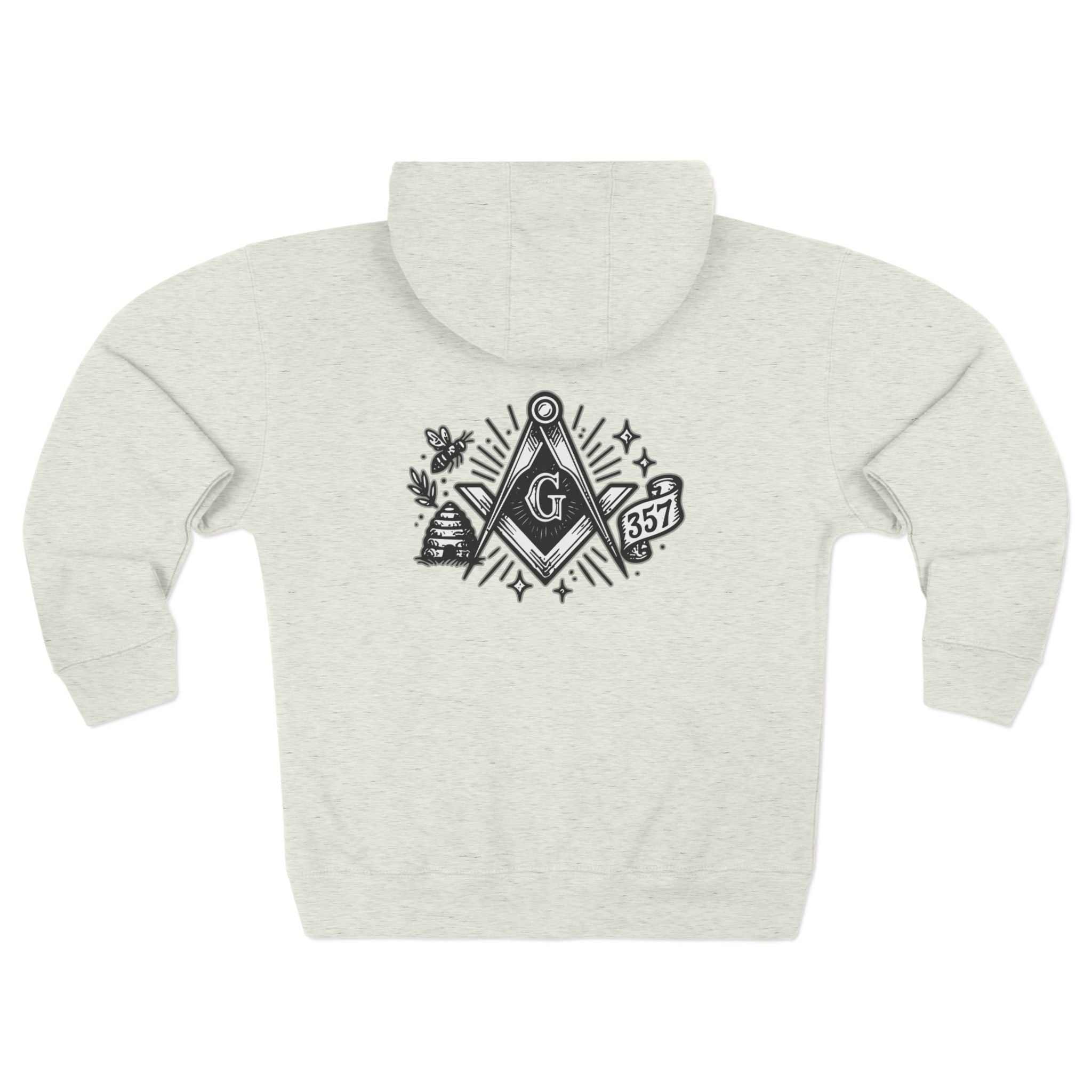 Unisex Zip Hoodie with Freemason Design - Cozy Layer for Rituals, Gifts for Masons, Occasions like Initiation or Celebrations
