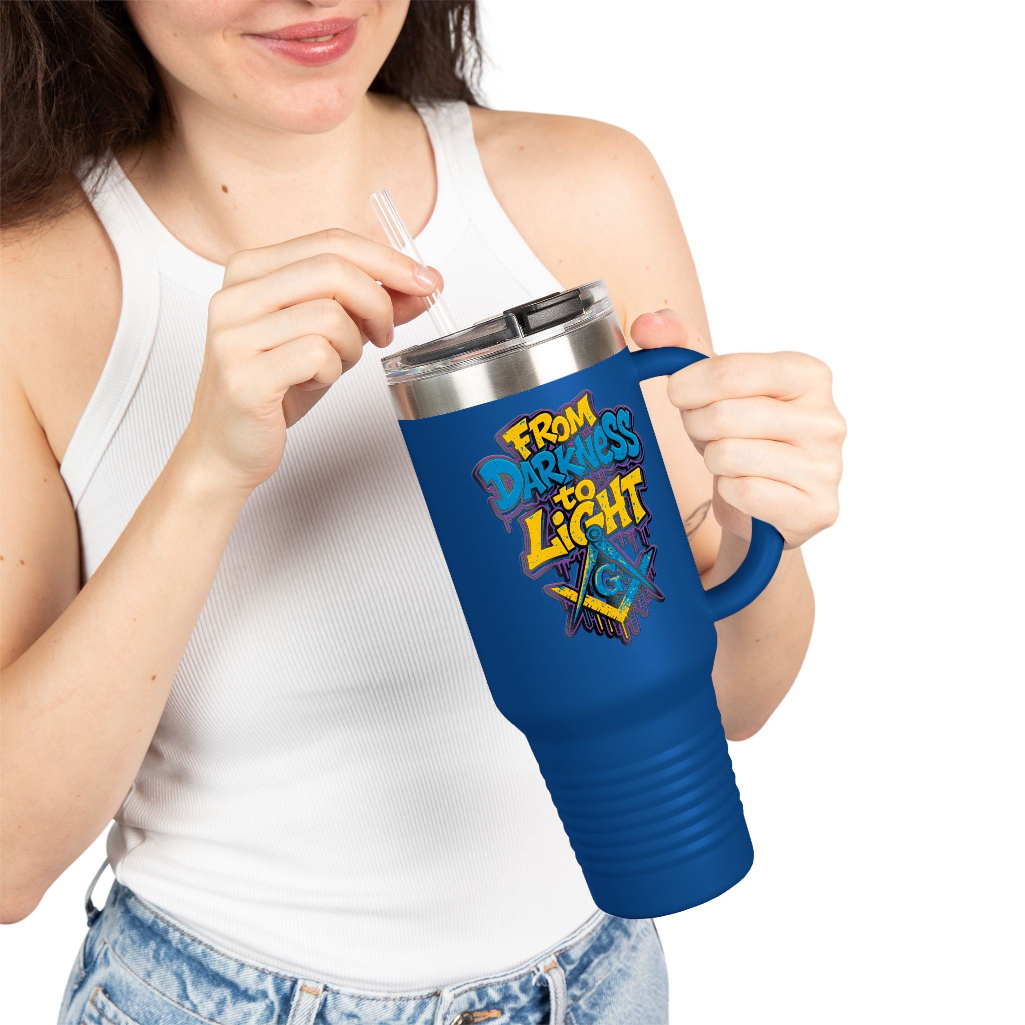 Vibrant Insulated Travel Mug, 40oz - Perfect for Hot or Cold Drinks, Great for Outdoors, Gifts for Friends, Inspirational Quotes