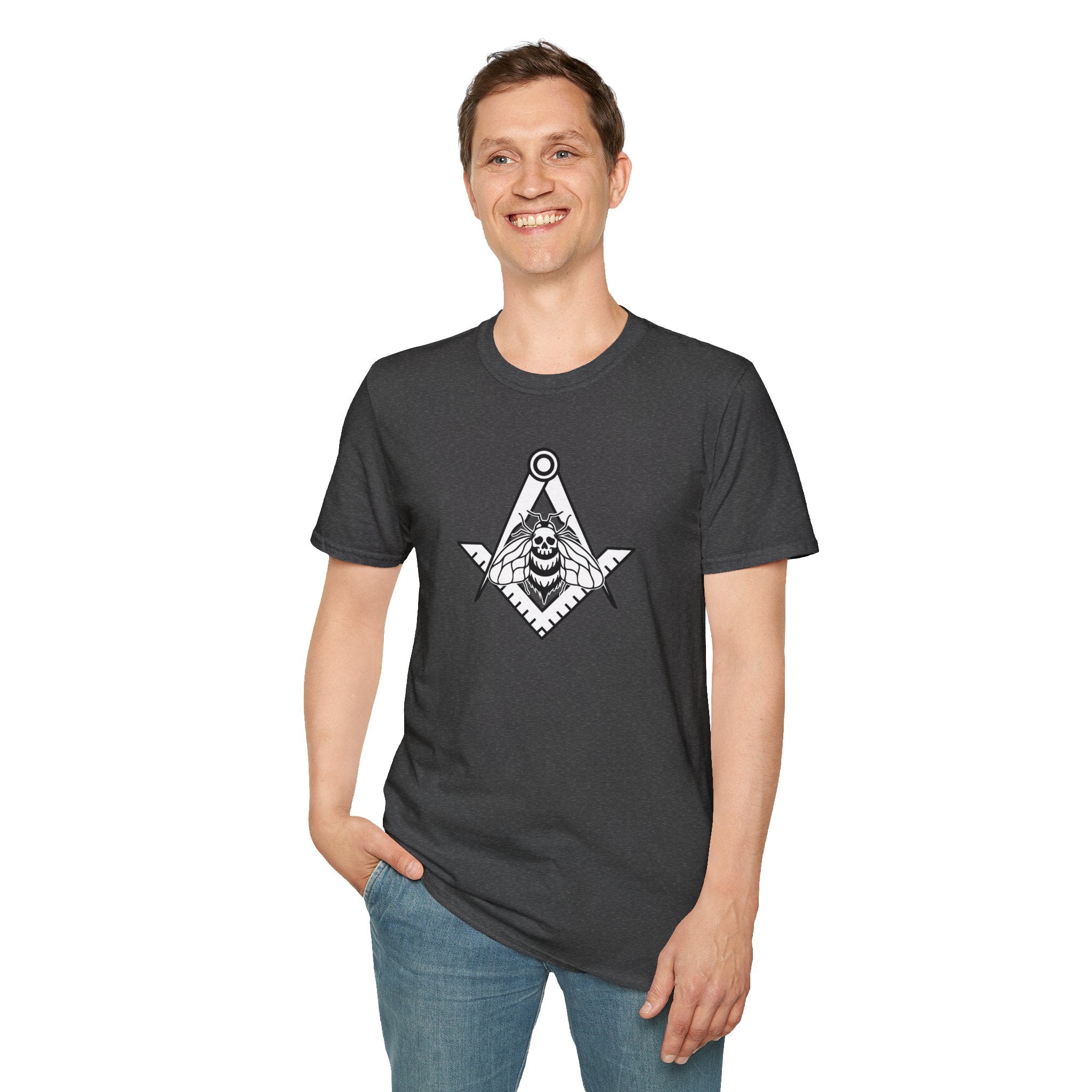 Unique Skull and Compass Design Unisex T-Shirt, Perfect for Masonic Events, Gift for Occasions, Casual Wear, Unique Gift Idea