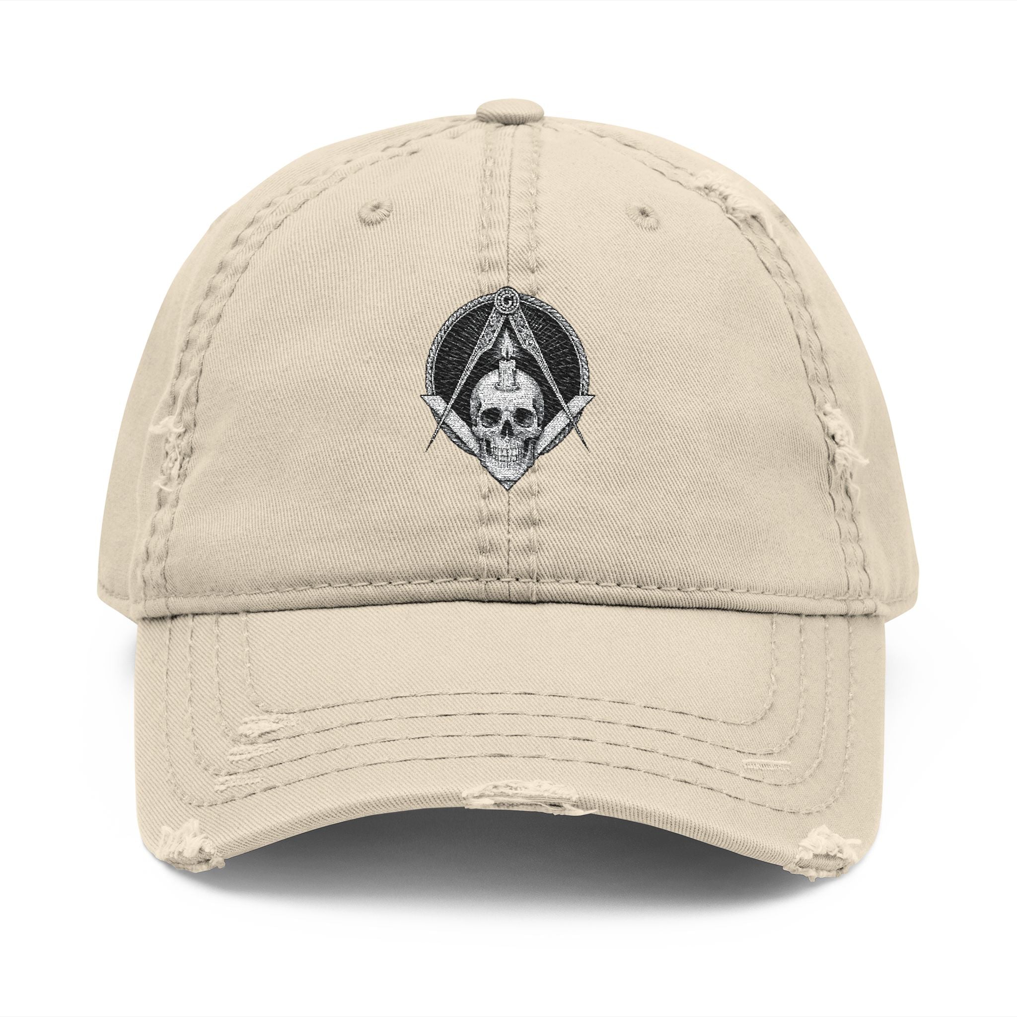 Distressed Dad Hat with Skull Embroidery, Vintage Style Cap, Casual Outdoor Hat, Gift for Dads, Everyday Wear, Trendy Accessory