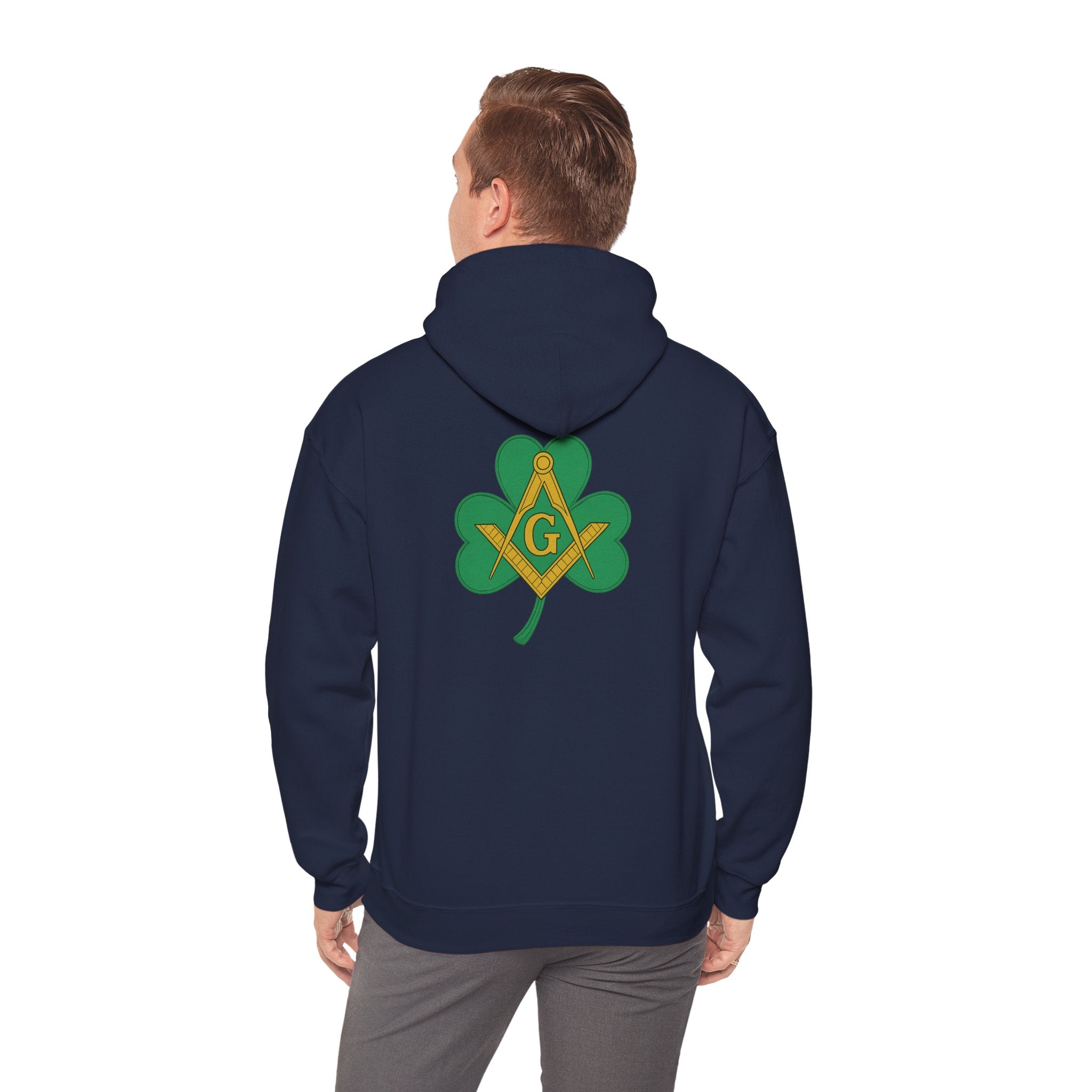 St. Patrick's Day Hooded Sweatshirt, Unisex Sweatshirt, Shamrock Sweater, Green Clover Pullover, Masonic Gift, Holiday Apparel