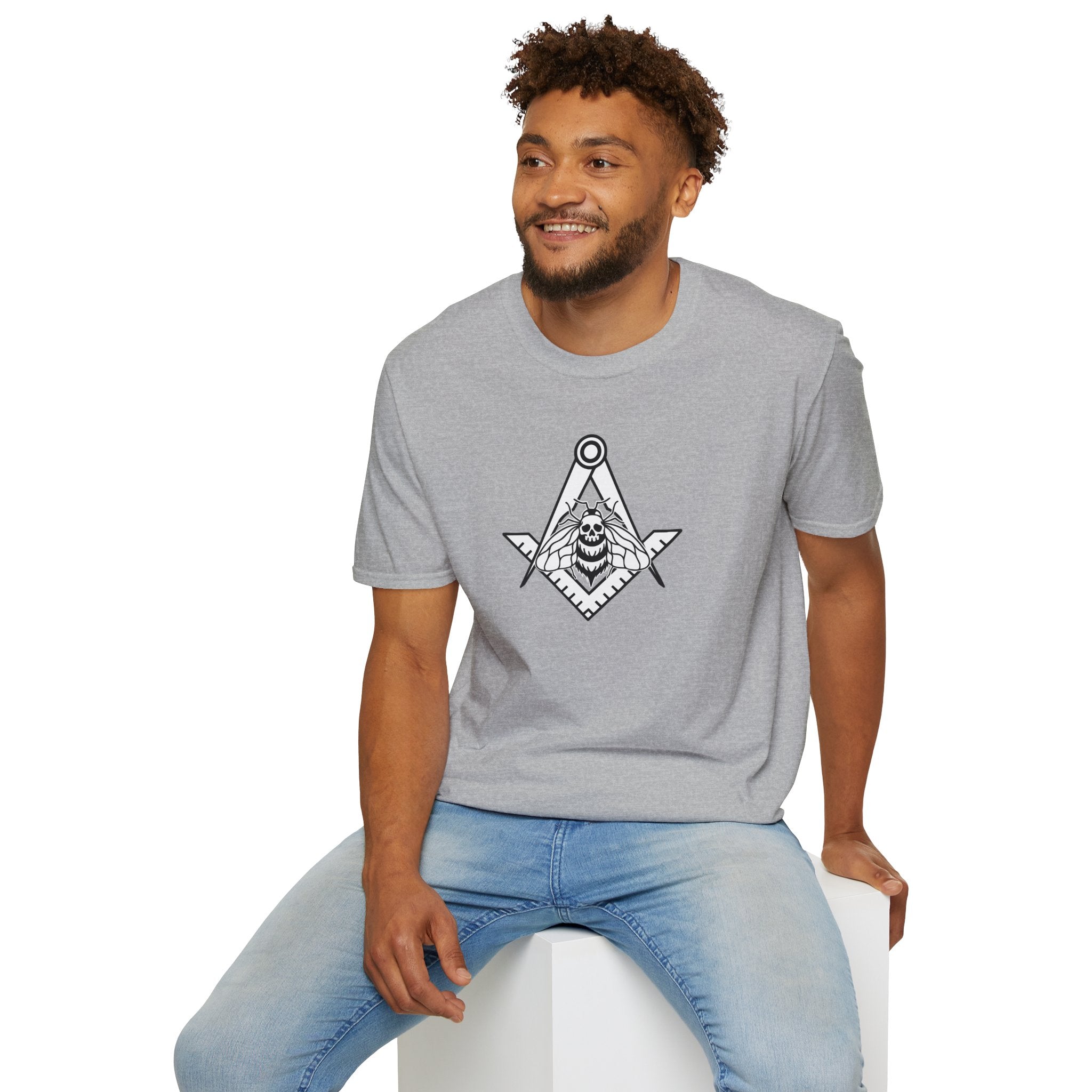 Unique Skull and Compass Design Unisex T-Shirt, Perfect for Masonic Events, Gift for Occasions, Casual Wear, Unique Gift Idea