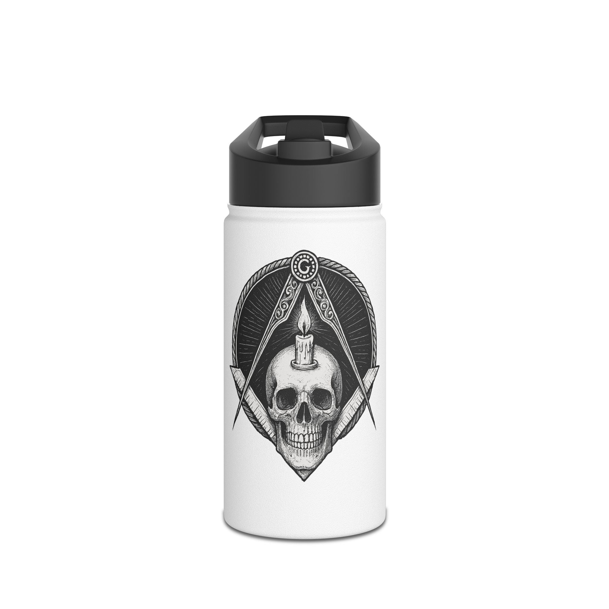 Skull Design Stainless Steel Water Bottle, Travel Hydration Flask, Unique Gifting Idea for Goth Lovers, Occult Enthusiasts, Everyday Use