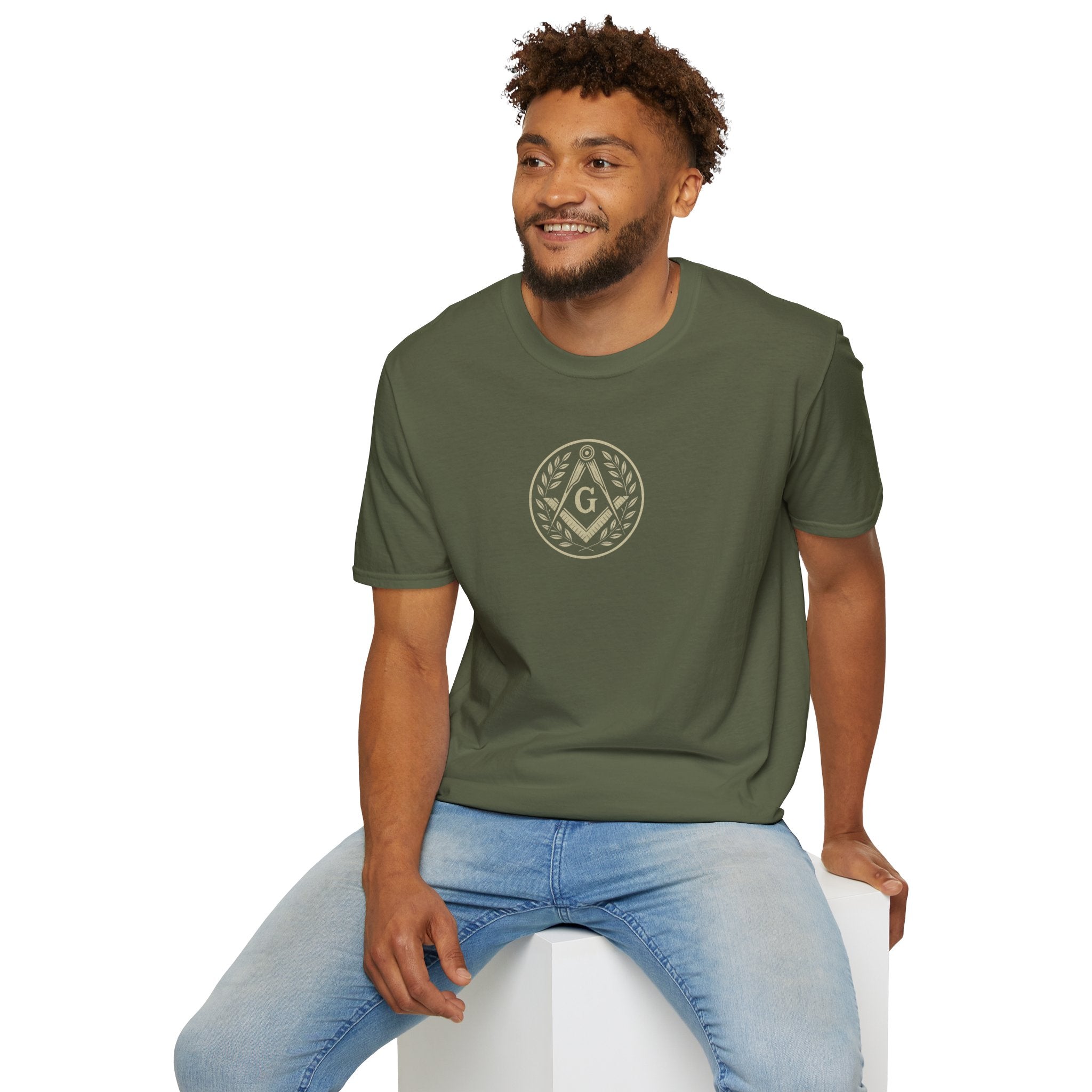 Masonic Symbol Unisex Softstyle T-Shirt | Casual Tee for Freemasons, Gift for Him, Brotherhood Apparel, Everyday Wear, Unique T-Shirt