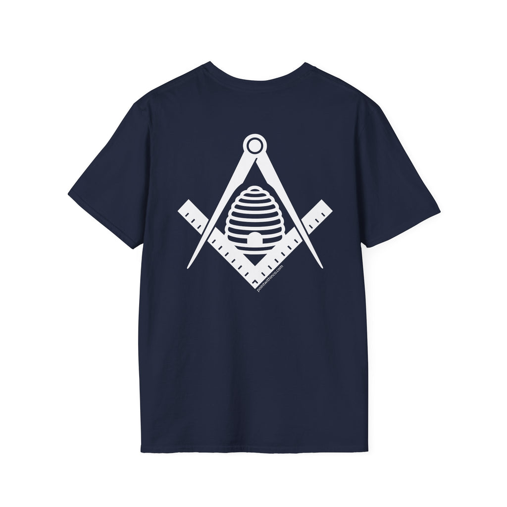 Masonic Beehive Graphic Tee, Unisex Softstyle T-Shirt, Freemason Gift, Symbolic Apparel, Lodge Wear, Brotherhood Shirt, Casual Fashion