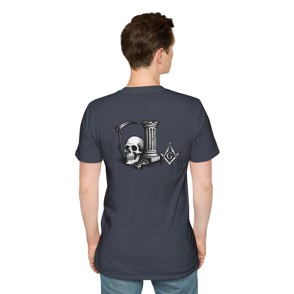 Gothic Skull Unisex T-Shirt, Softstyle Tee for Halloween, Punk Fashion, Casual Wear, Unique Gift