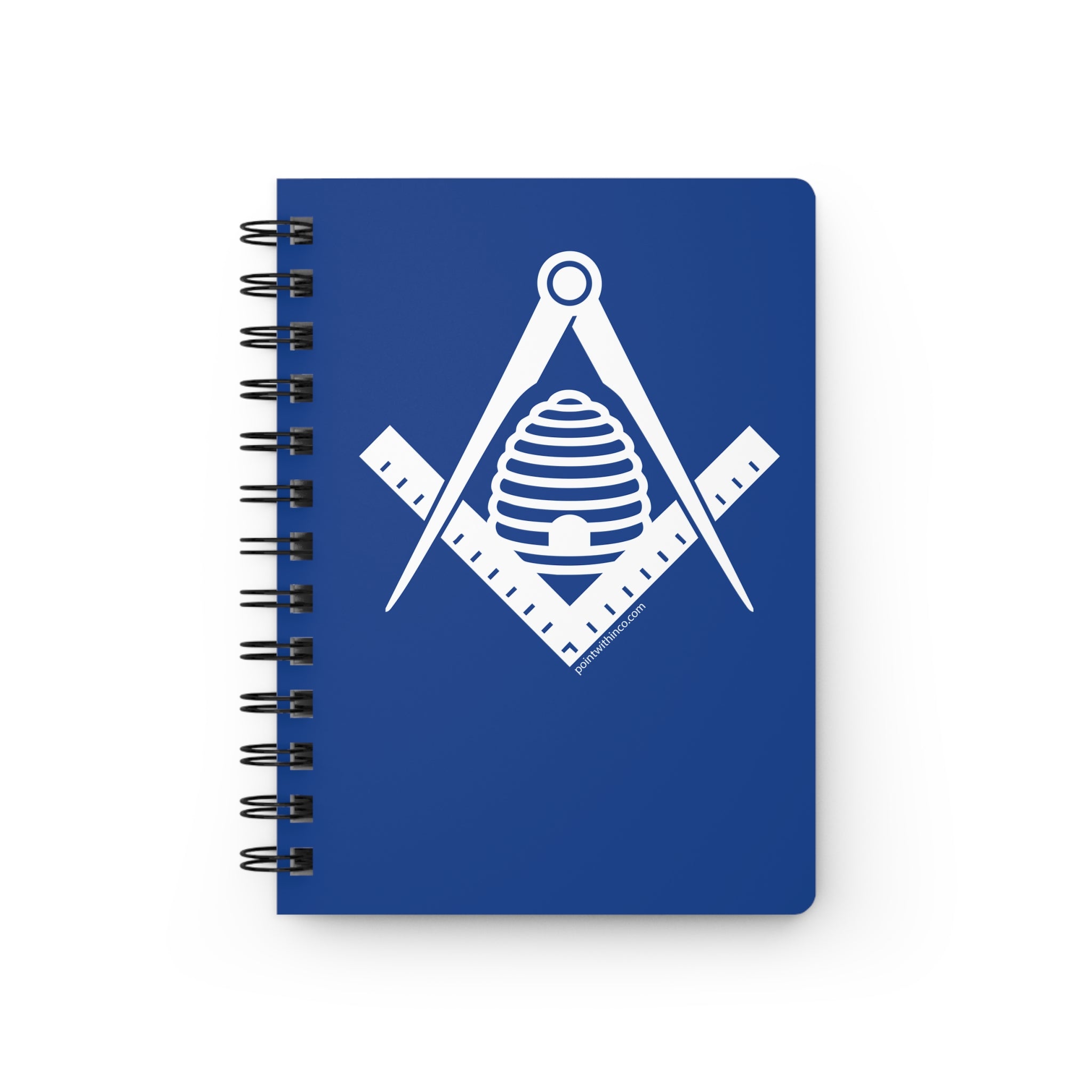 Masonic Hive Spiral Bound Journal - Freemason Notepad, Customizable Notebook, Gift for Graduates, Blue Hardcover, Writing Journal