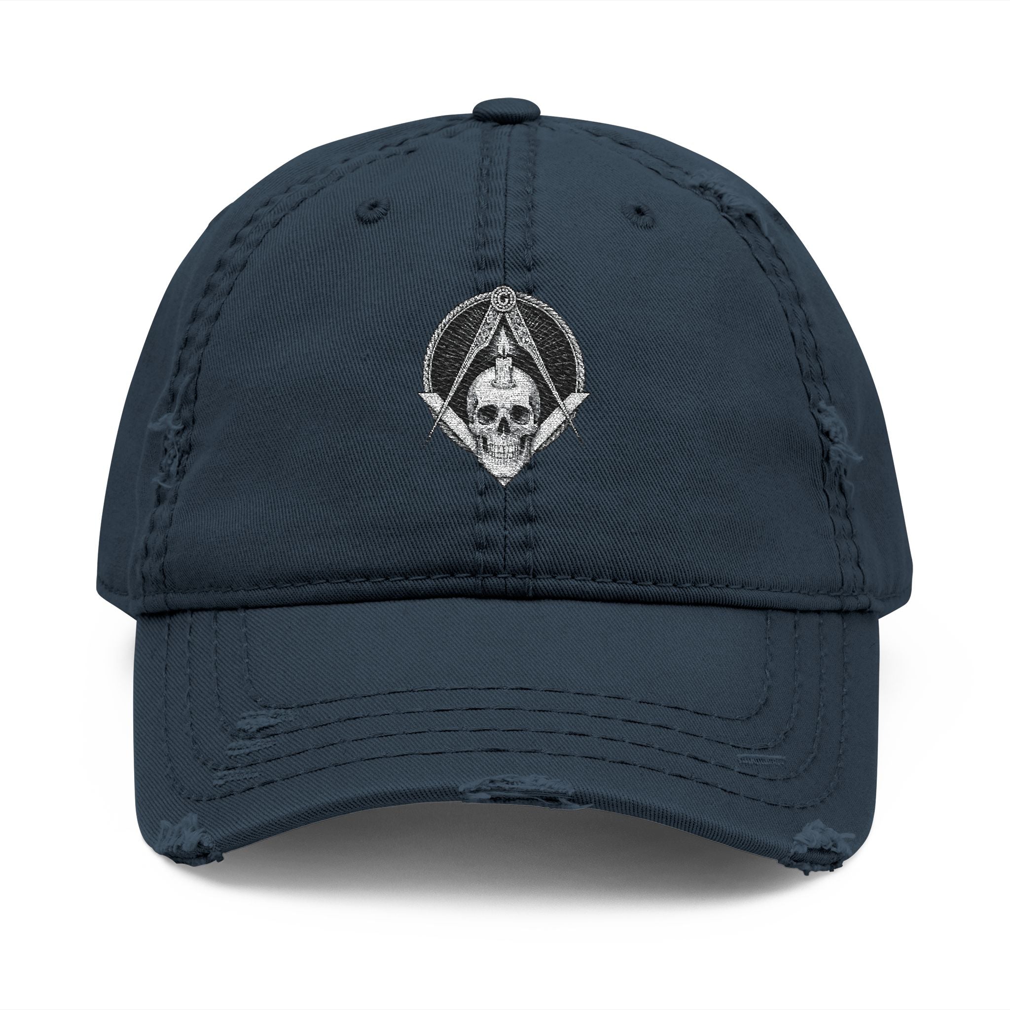 Distressed Dad Hat with Skull Embroidery, Vintage Style Cap, Casual Outdoor Hat, Gift for Dads, Everyday Wear, Trendy Accessory