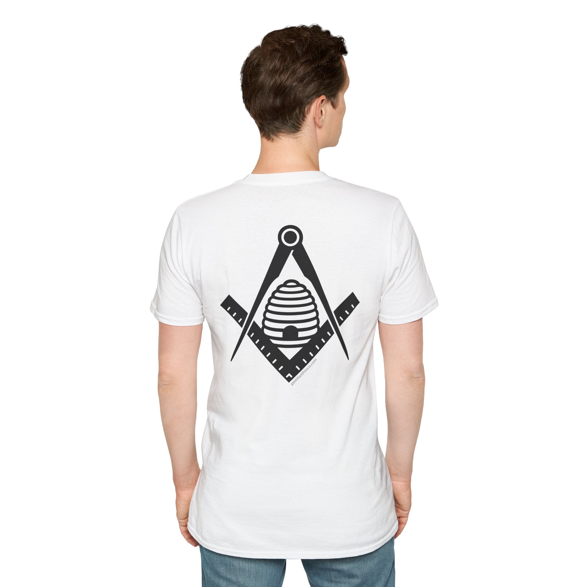 Masonic Beehive Graphic Tee, Unisex Softstyle T-Shirt, Freemason Gift, Symbolic Apparel, Lodge Wear, Brotherhood Shirt, Casual Fashion