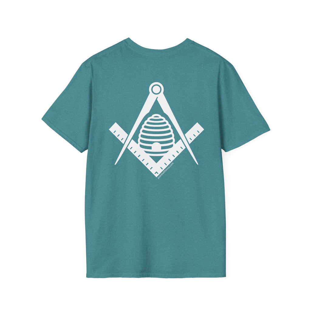 Masonic Beehive Graphic Tee, Unisex Softstyle T-Shirt, Freemason Gift, Symbolic Apparel, Lodge Wear, Brotherhood Shirt, Casual Fashion