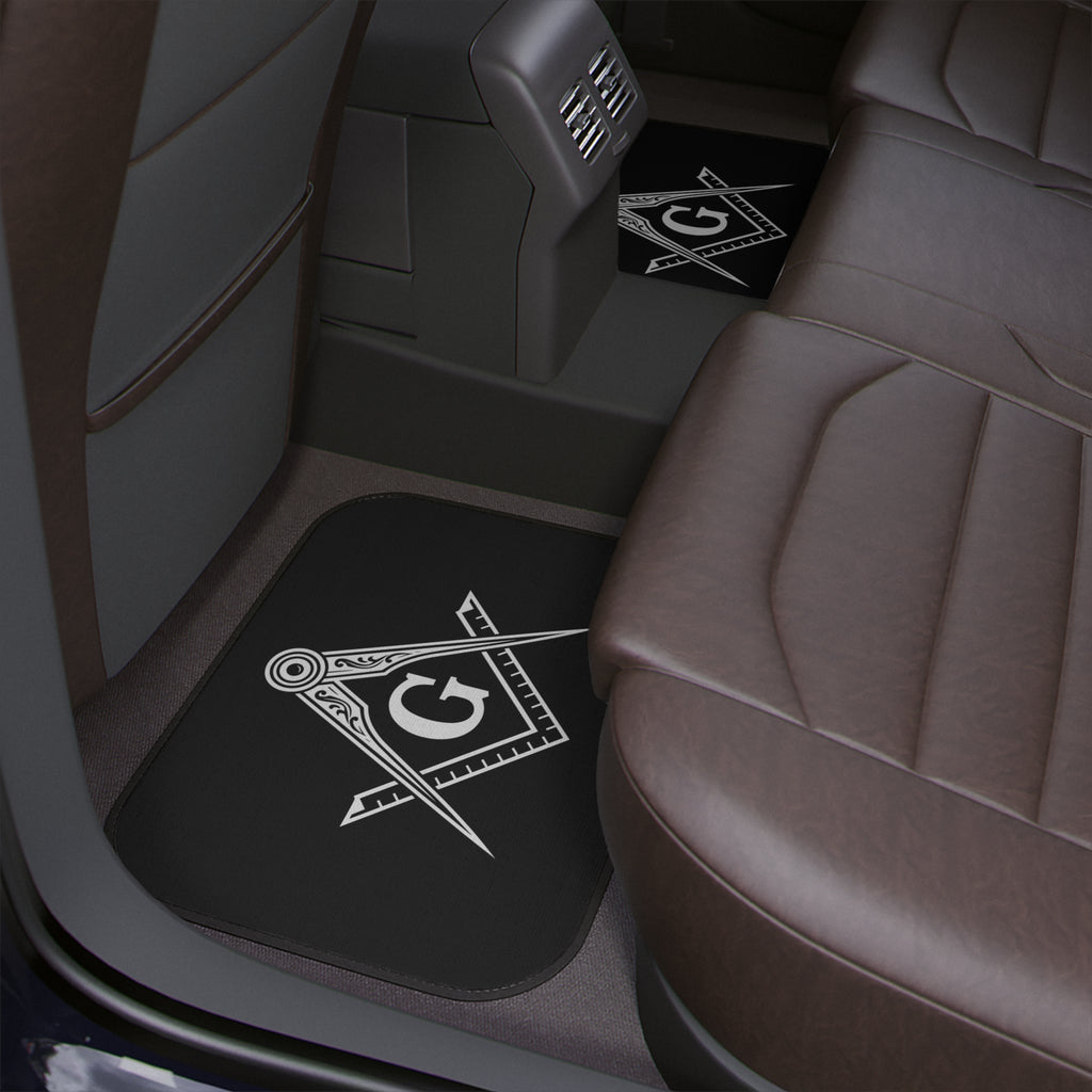 Masonic Car Floor Mat, Custom Fit Auto Mat, Freemason Gift, Durable Car Accessories, Black Floor Protector