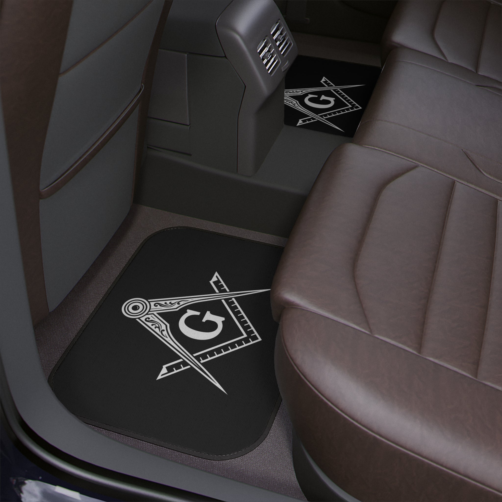 Masonic Car Floor Mat, Custom Fit Auto Mat, Freemason Gift, Durable Car Accessories, Black Floor Protector