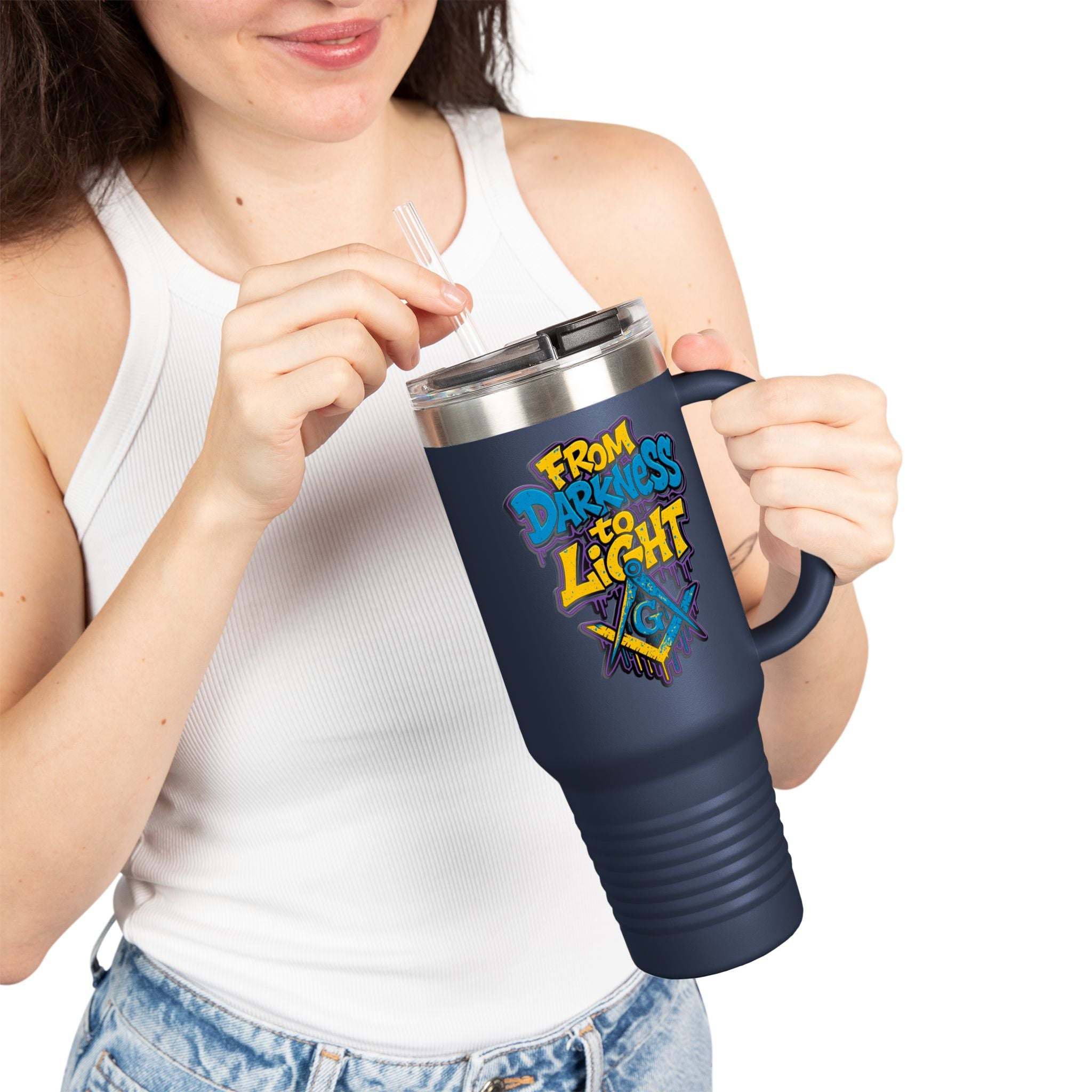 Vibrant Insulated Travel Mug, 40oz - Perfect for Hot or Cold Drinks, Great for Outdoors, Gifts for Friends, Inspirational Quotes