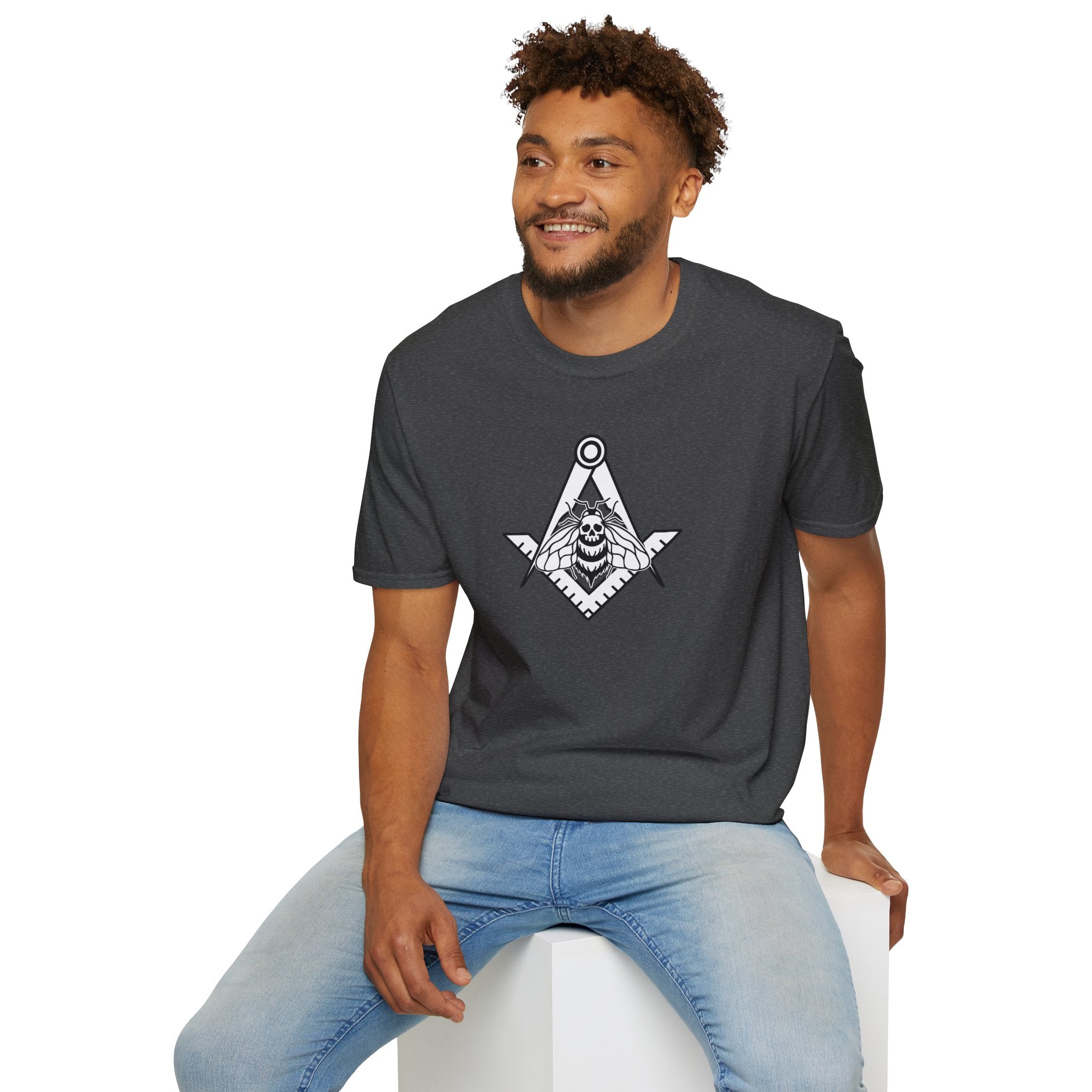 Unique Skull and Compass Design Unisex T-Shirt, Perfect for Masonic Events, Gift for Occasions, Casual Wear, Unique Gift Idea