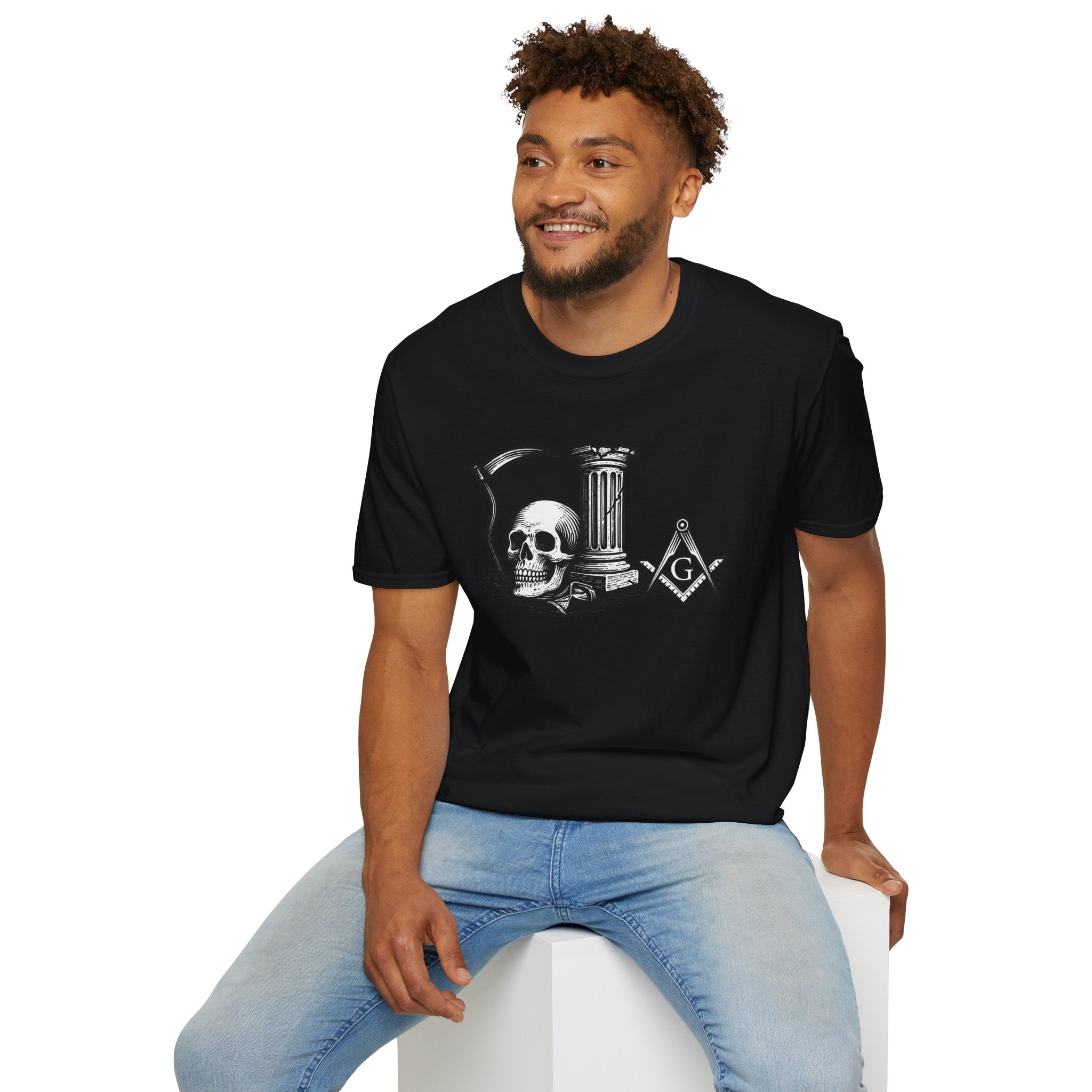 Gothic Skull Unisex T-Shirt, Softstyle Tee for Halloween, Punk Fashion, Casual Wear, Unique Gift