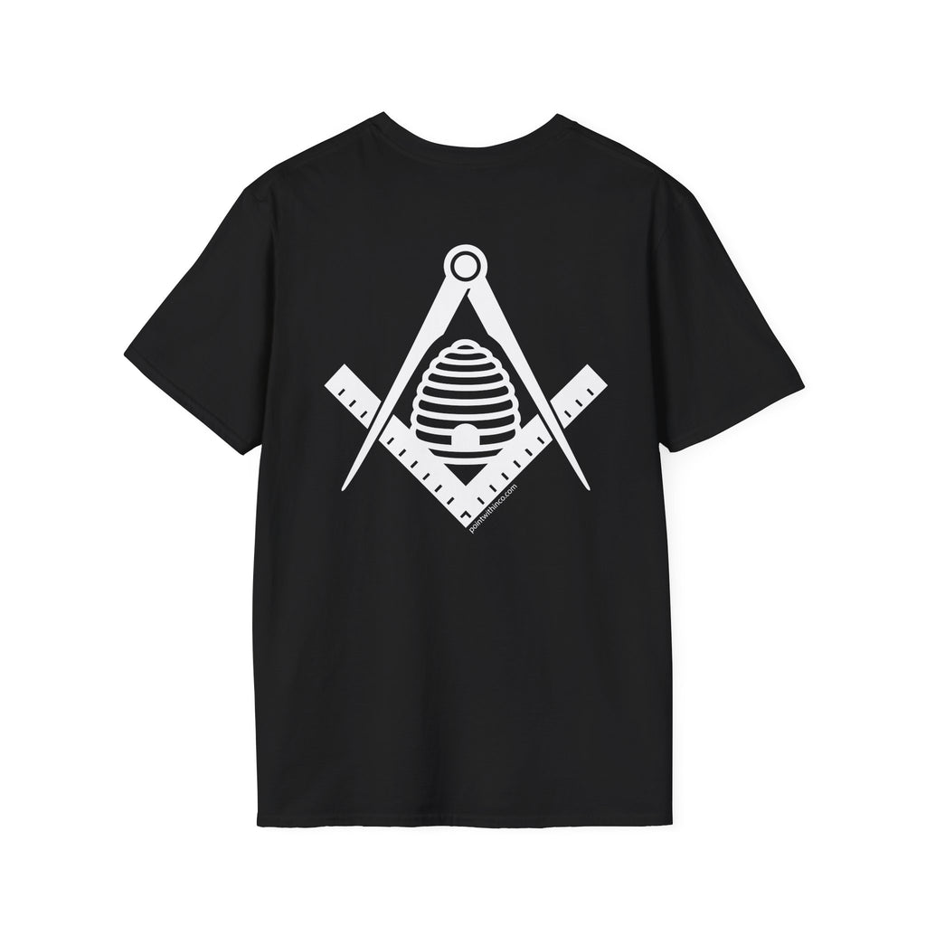 Masonic Beehive Graphic Tee, Unisex Softstyle T-Shirt, Freemason Gift, Symbolic Apparel, Lodge Wear, Brotherhood Shirt, Casual Fashion