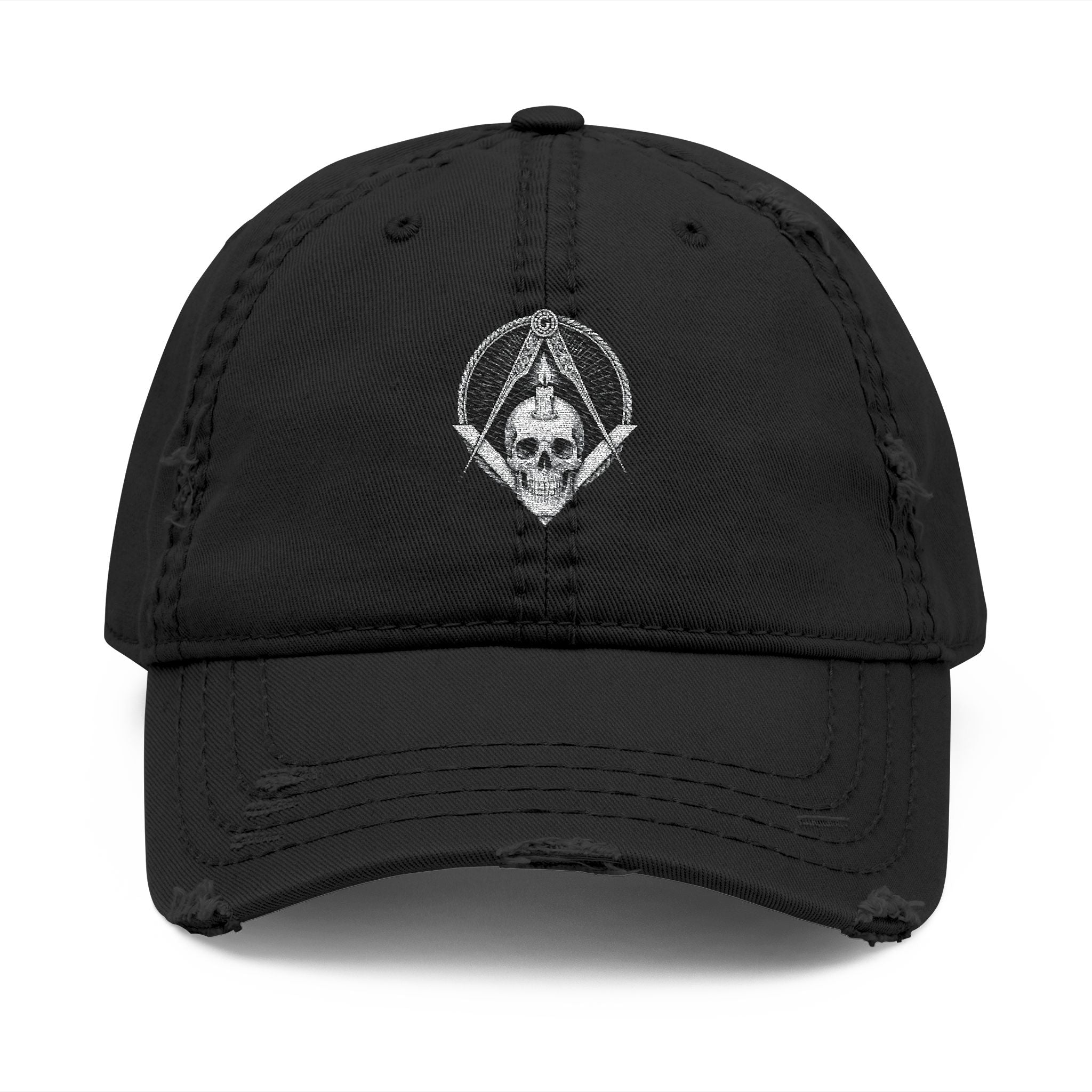 Distressed Dad Hat with Skull Embroidery, Vintage Style Cap, Casual Outdoor Hat, Gift for Dads, Everyday Wear, Trendy Accessory
