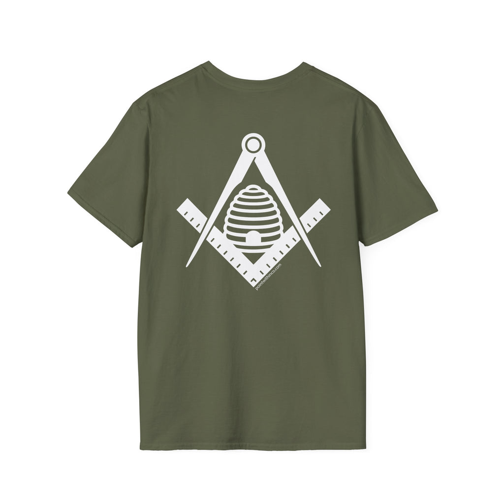 Masonic Beehive Graphic Tee, Unisex Softstyle T-Shirt, Freemason Gift, Symbolic Apparel, Lodge Wear, Brotherhood Shirt, Casual Fashion