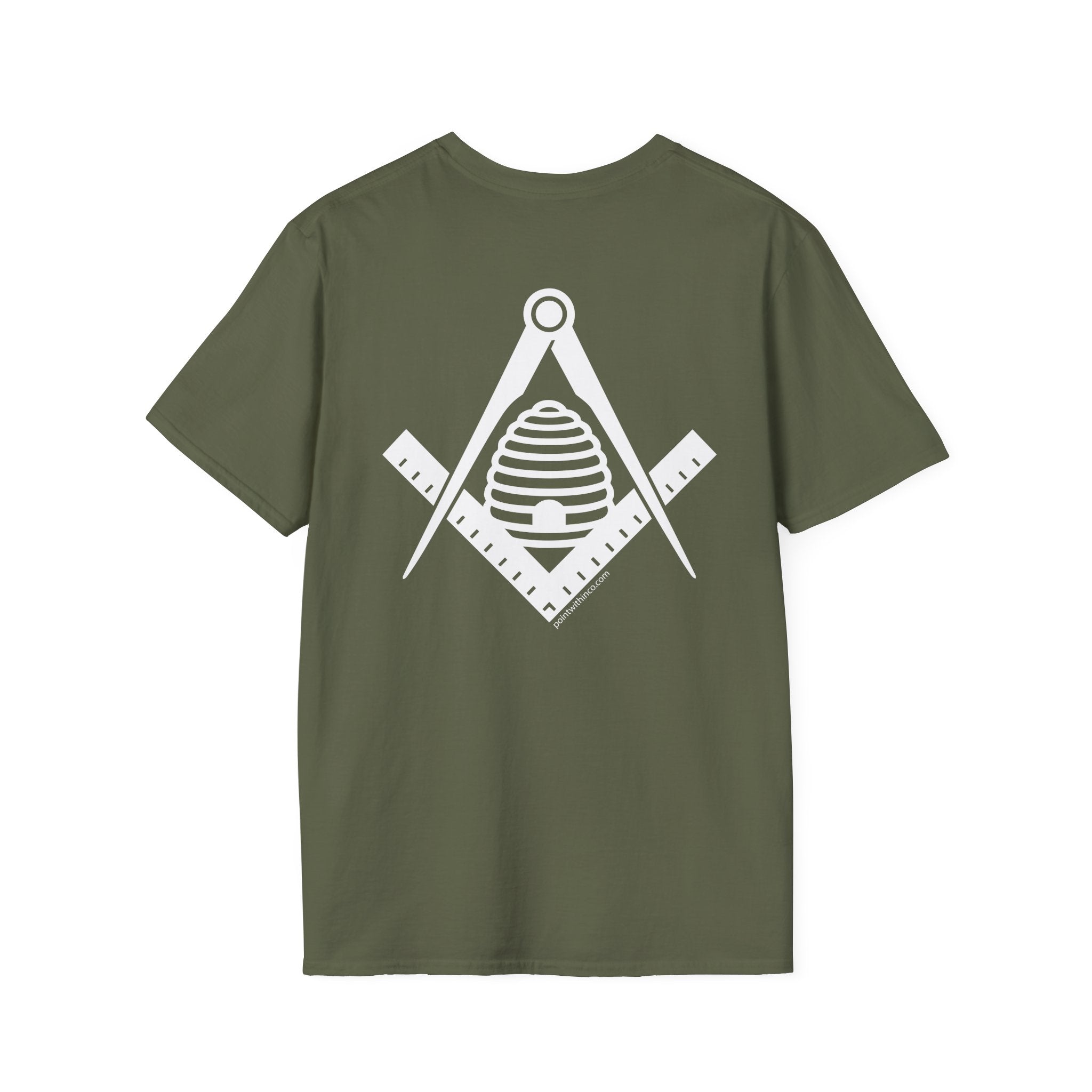Masonic Beehive Graphic Tee, Unisex Softstyle T-Shirt, Freemason Gift, Symbolic Apparel, Lodge Wear, Brotherhood Shirt, Casual Fashion