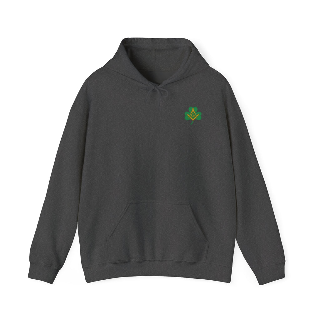 St. Patrick's Day Hooded Sweatshirt, Unisex Sweatshirt, Shamrock Sweater, Green Clover Pullover, Masonic Gift, Holiday Apparel