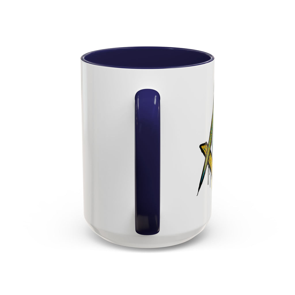 Accent Coffee Mug with Artistic Blue Design, Unique Gift for Coffee Lovers, Tea Cup, Kitchen Decor, Holiday Present, Fun Mug
