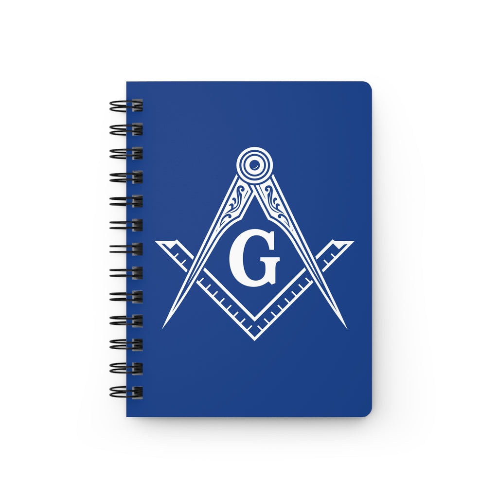 Masonic Spiral Bound Journal - Freemason Notepad, Customizable Notebook, Gift for Graduates, Blue Hardcover, Writing Journal