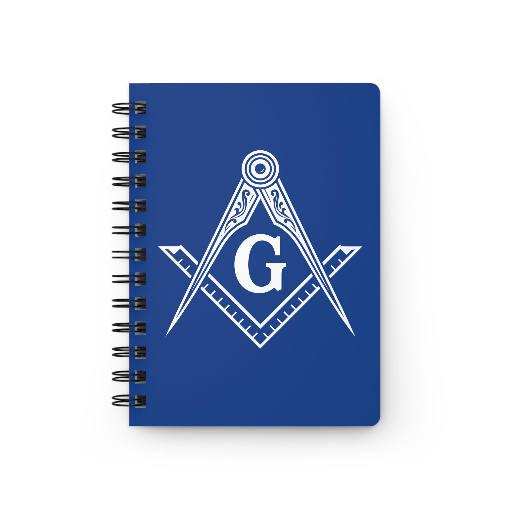 Masonic Spiral Bound Journal - Freemason Notepad, Customizable Notebook, Gift for Graduates, Blue Hardcover, Writing Journal