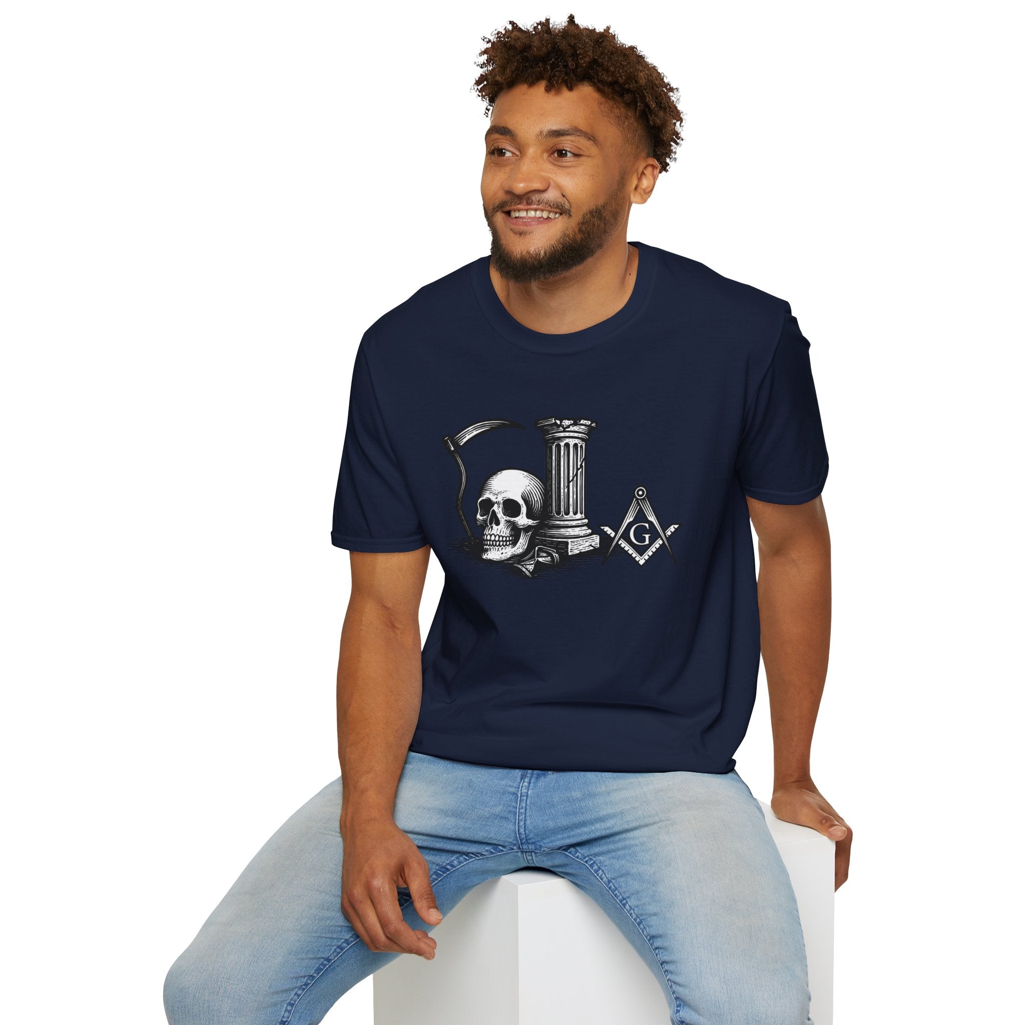 Gothic Skull Unisex T-Shirt, Softstyle Tee for Halloween, Punk Fashion, Casual Wear, Unique Gift