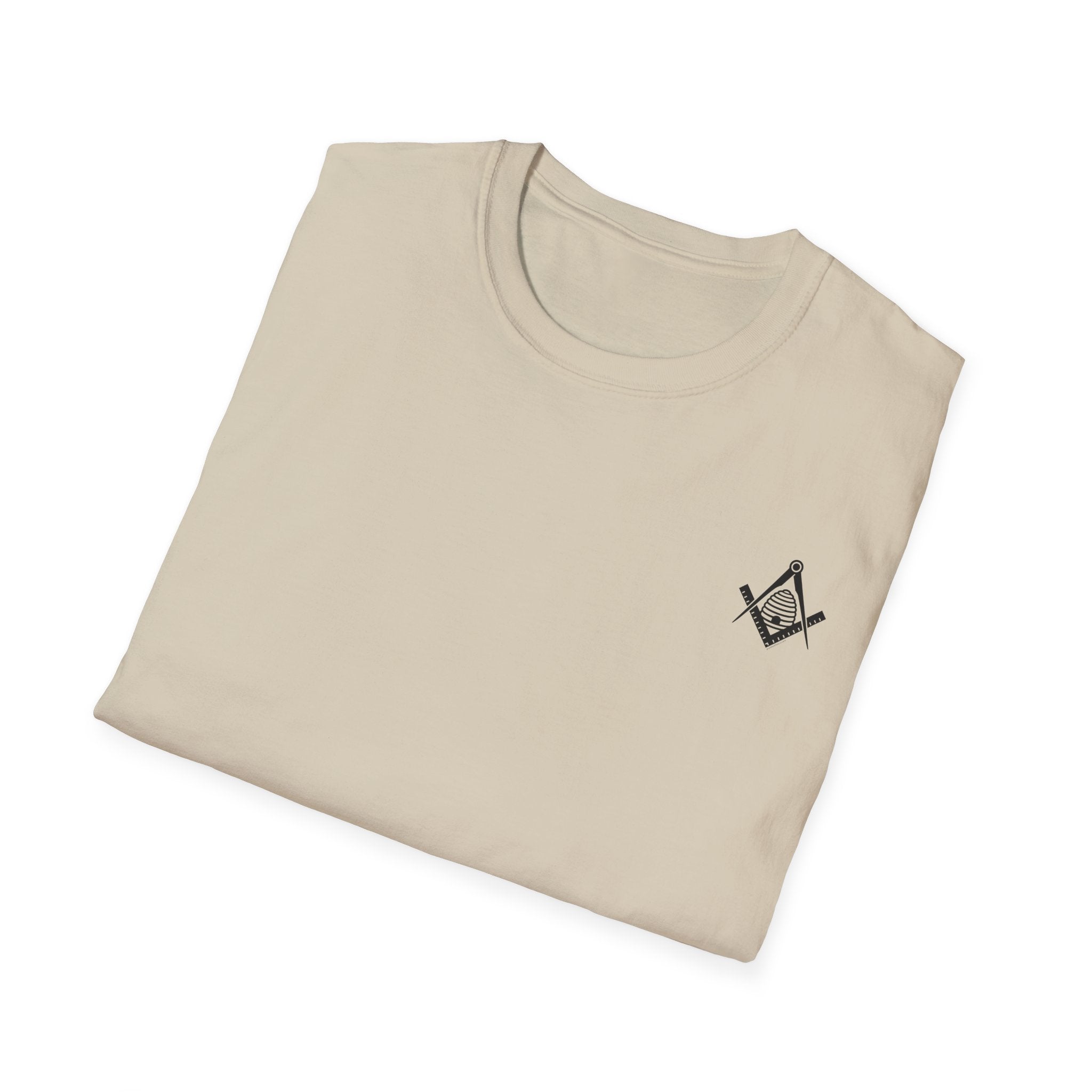 Masonic Beehive Graphic Tee, Unisex Softstyle T-Shirt, Freemason Gift, Symbolic Apparel, Lodge Wear, Brotherhood Shirt, Casual Fashion