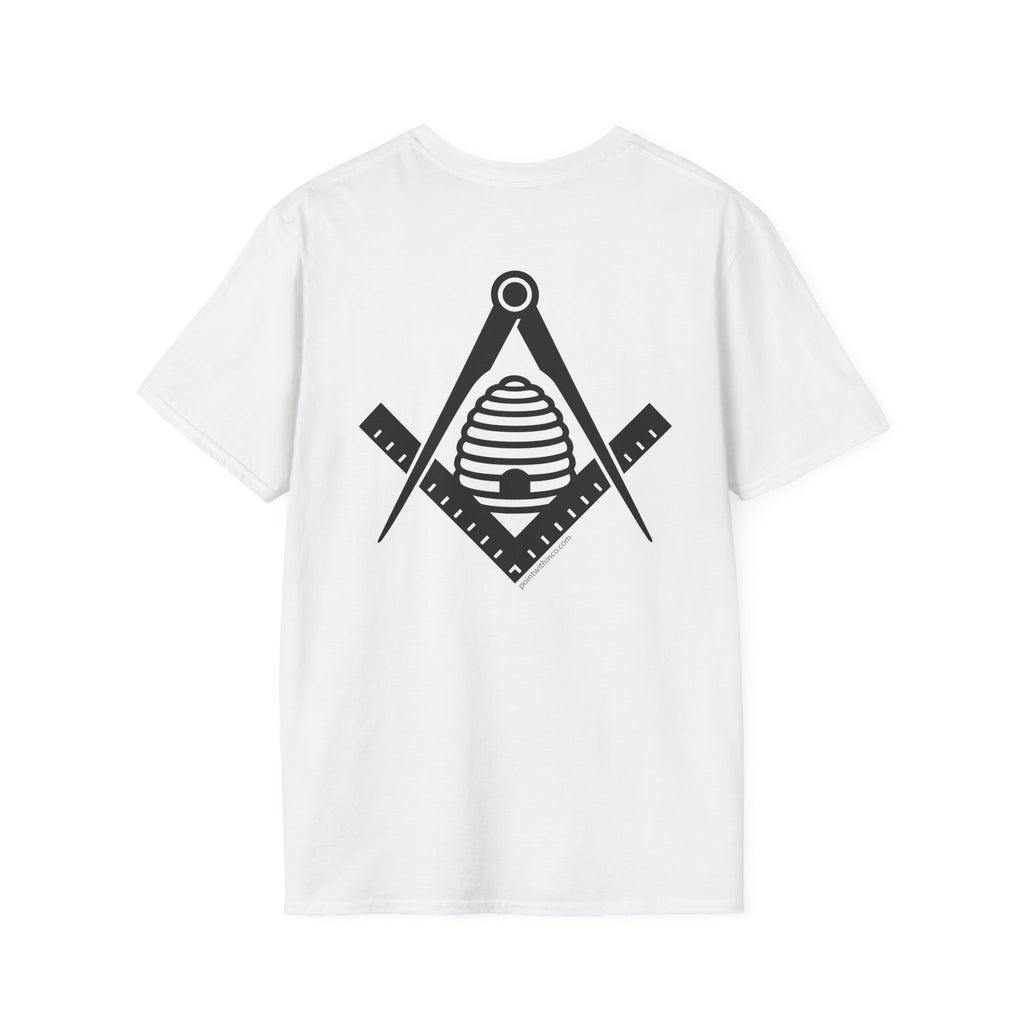 Masonic Beehive Graphic Tee, Unisex Softstyle T-Shirt, Freemason Gift, Symbolic Apparel, Lodge Wear, Brotherhood Shirt, Casual Fashion