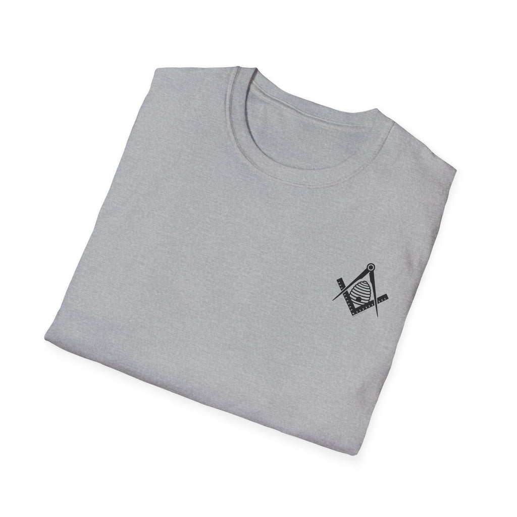Masonic Beehive Graphic Tee, Unisex Softstyle T-Shirt, Freemason Gift, Symbolic Apparel, Lodge Wear, Brotherhood Shirt, Casual Fashion