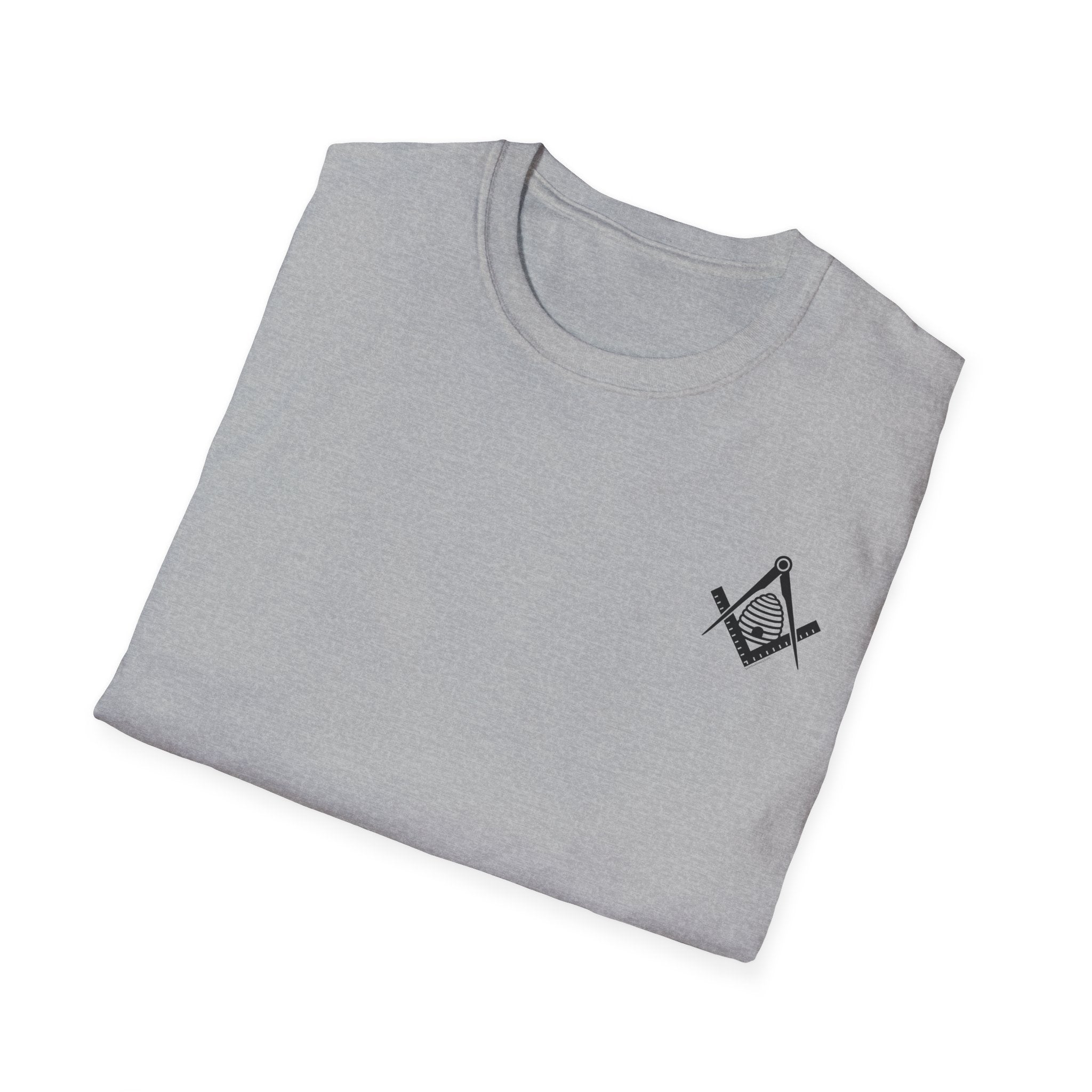 Masonic Beehive Graphic Tee, Unisex Softstyle T-Shirt, Freemason Gift, Symbolic Apparel, Lodge Wear, Brotherhood Shirt, Casual Fashion