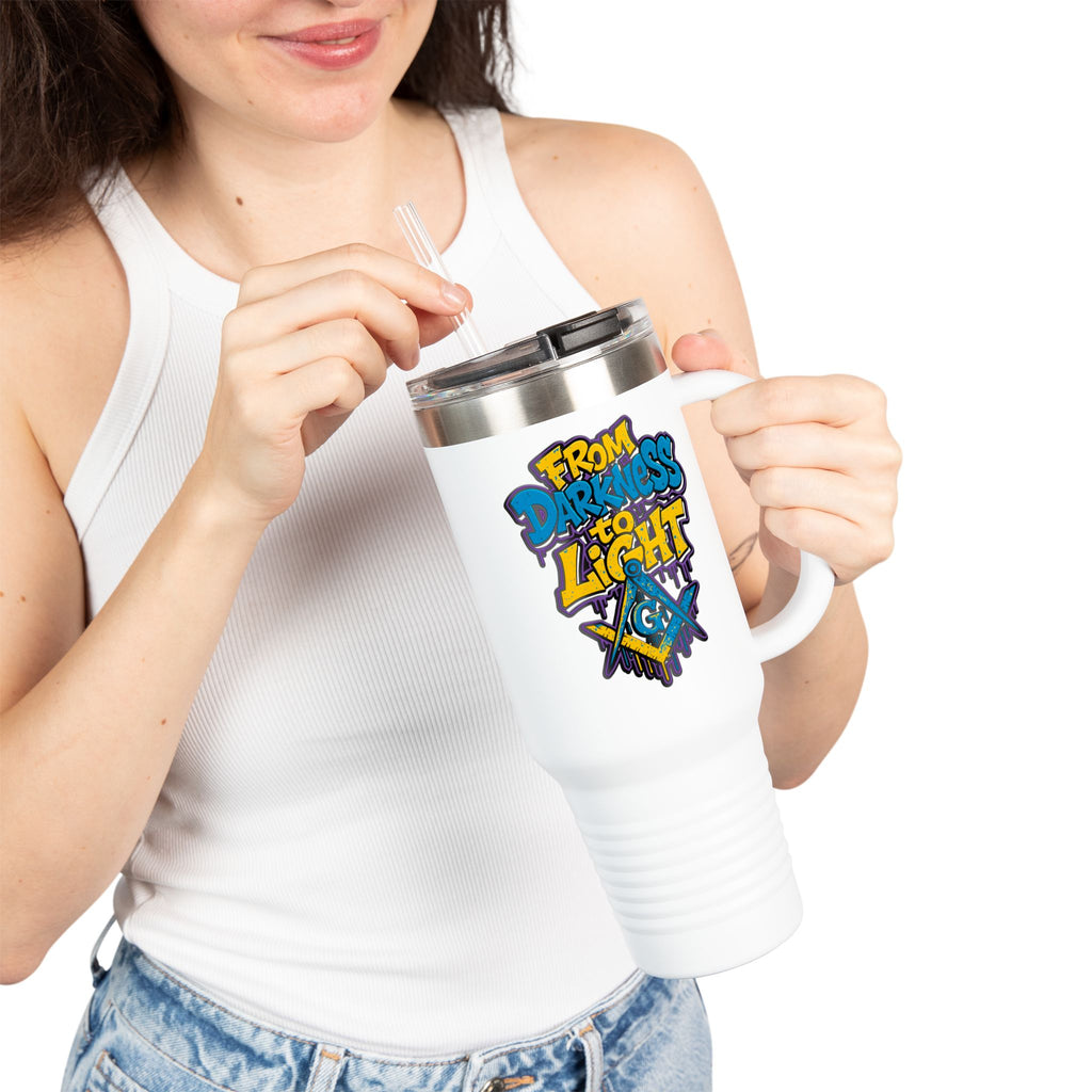 Vibrant Insulated Travel Mug, 40oz - Perfect for Hot or Cold Drinks, Great for Outdoors, Gifts for Friends, Inspirational Quotes