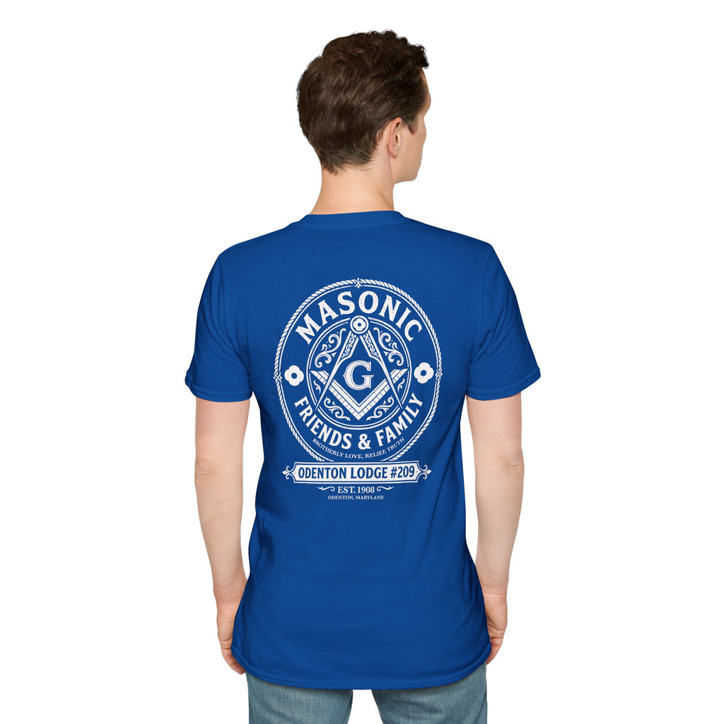 Freemason friends and family Crest Pocket T-Shirt — Masonic Symbol Blue Tee