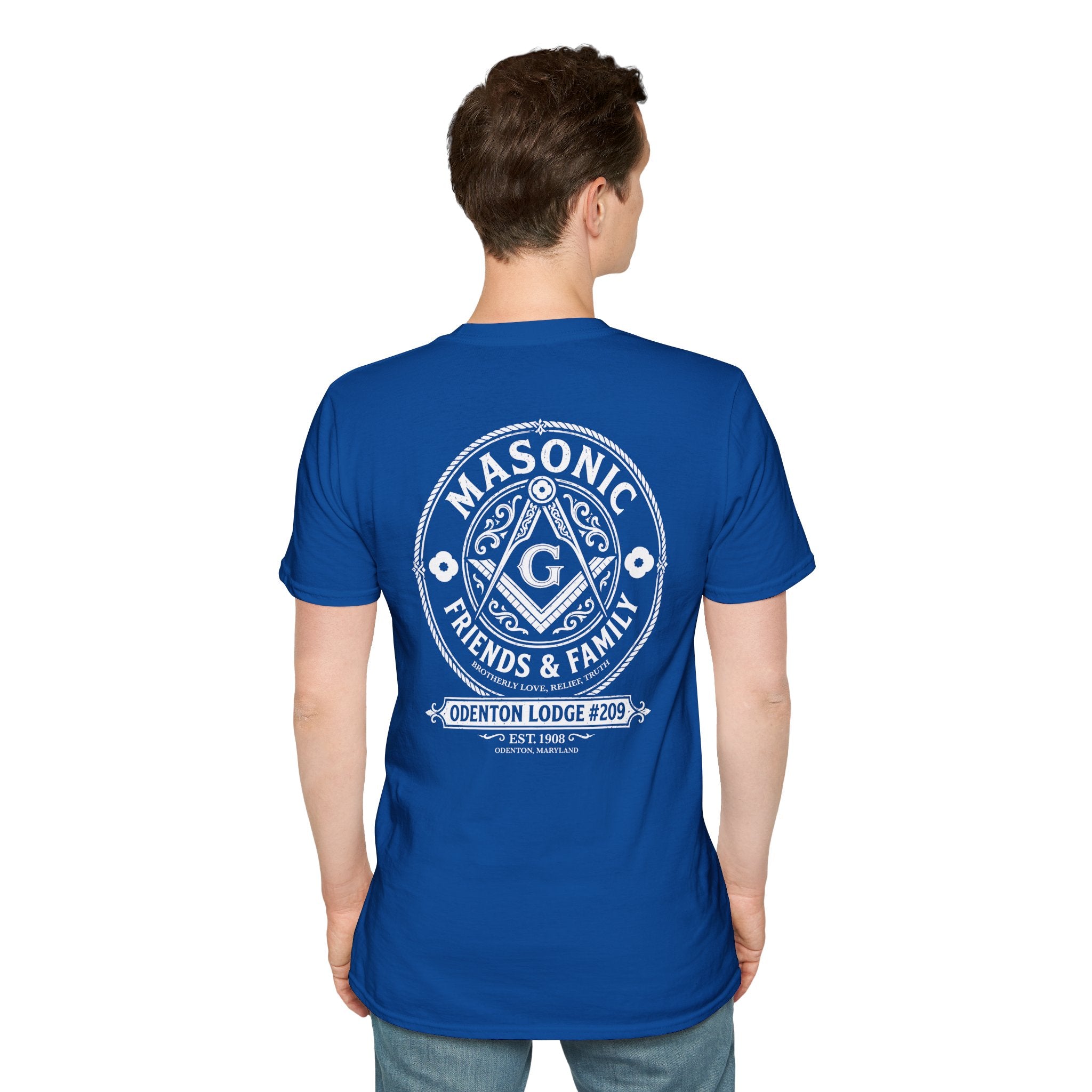 Freemason friends and family Crest Pocket T-Shirt — Masonic Symbol Blue Tee