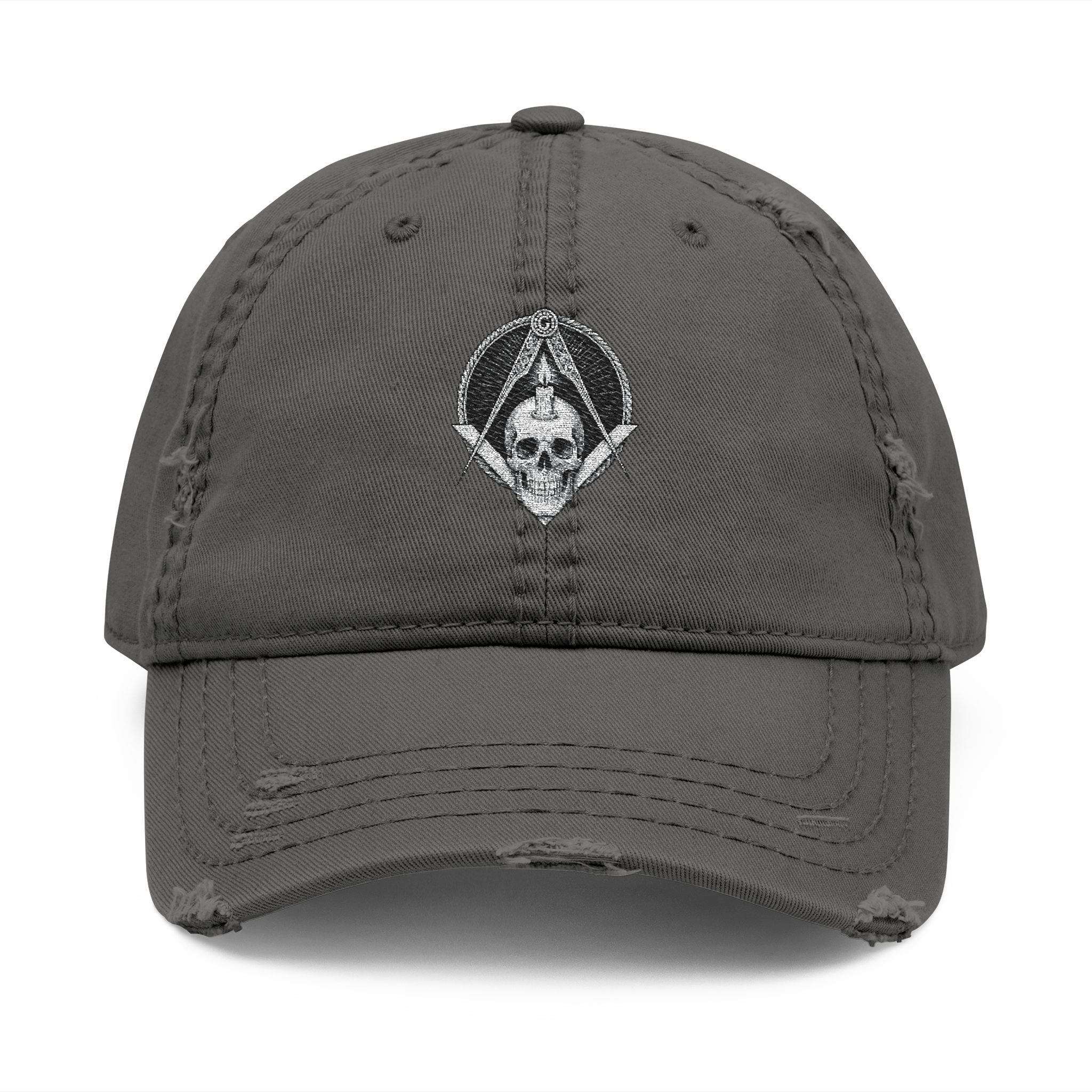 Distressed Dad Hat with Skull Embroidery, Vintage Style Cap, Casual Outdoor Hat, Gift for Dads, Everyday Wear, Trendy Accessory