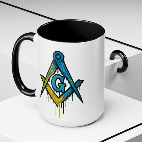 Accent Coffee Mug with Artistic Blue Design, Unique Gift for Coffee Lovers, Tea Cup, Kitchen Decor, Holiday Present, Fun Mug