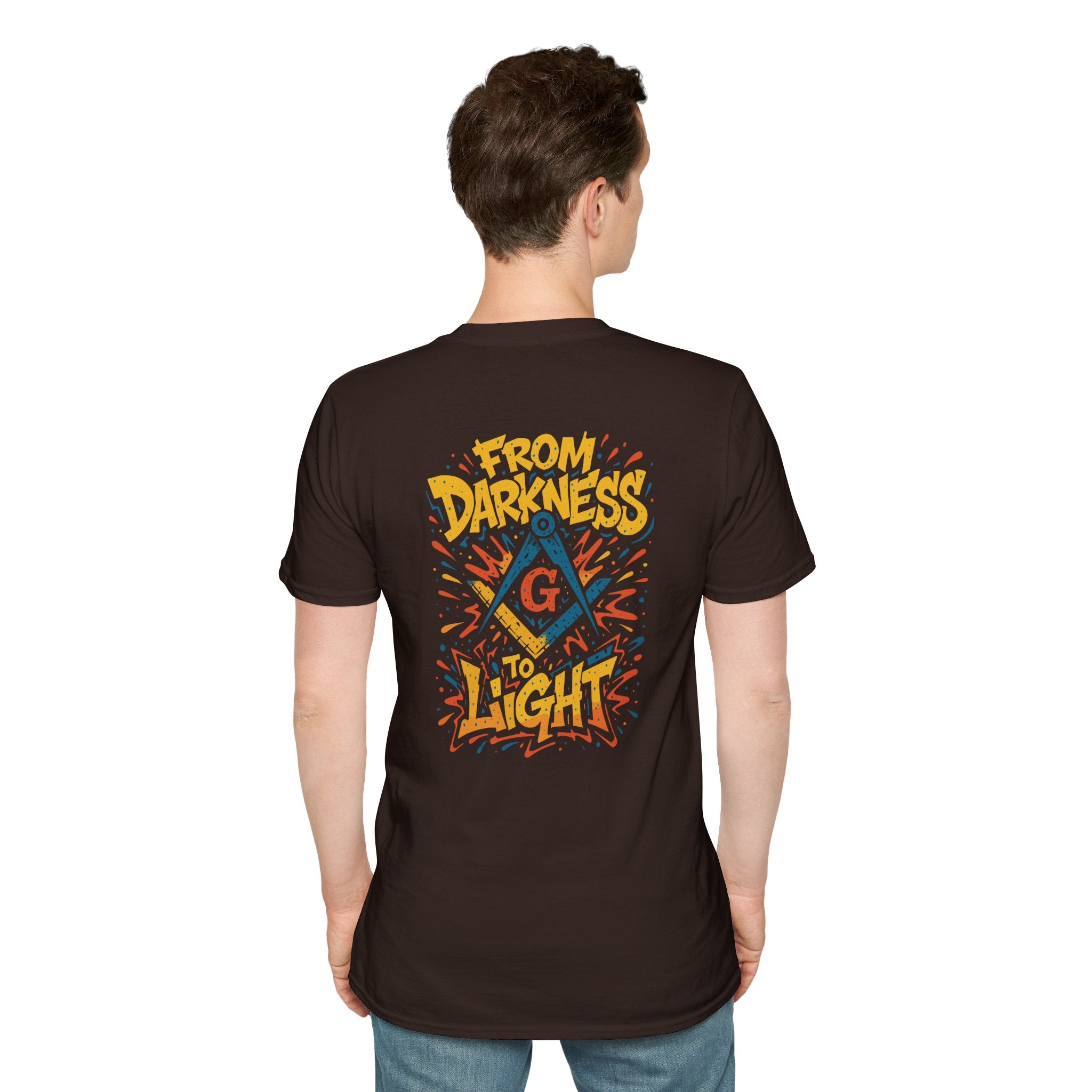 Inspirational Graphic Darkness to light Alt T-Shirt, Motivational Gift, Unisex Softstyle Tee, Casual Wear, Statement Tee, From Darkness to Light