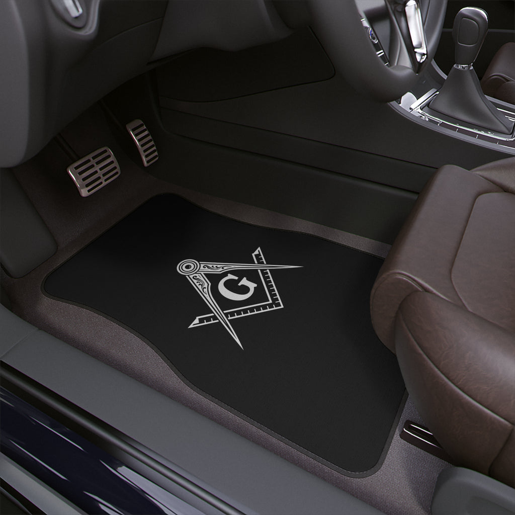 Masonic Car Floor Mat, Custom Fit Auto Mat, Freemason Gift, Durable Car Accessories, Black Floor Protector