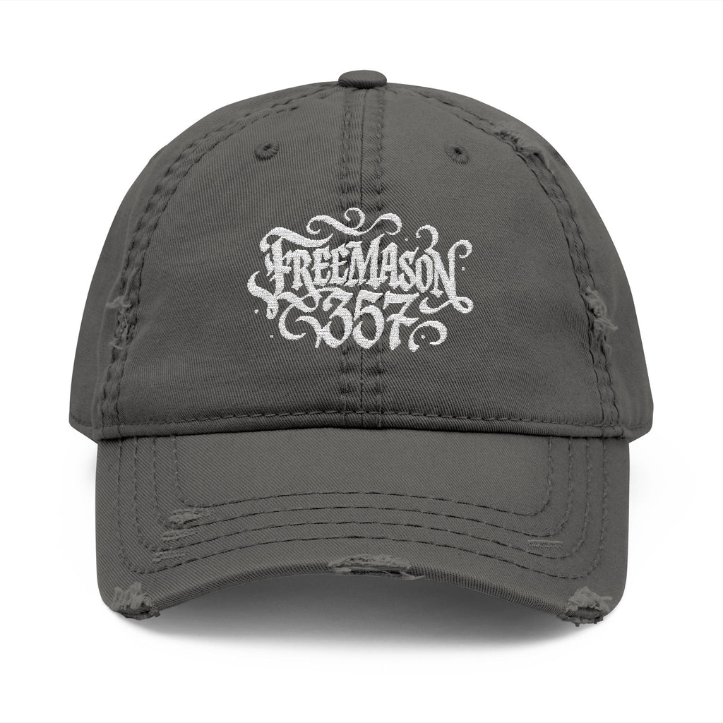 Distressed Embroidered Dad Hat, Casual Summer Headwear, Gift for Dads, Stylish Everyday Cap, Freemason Theme