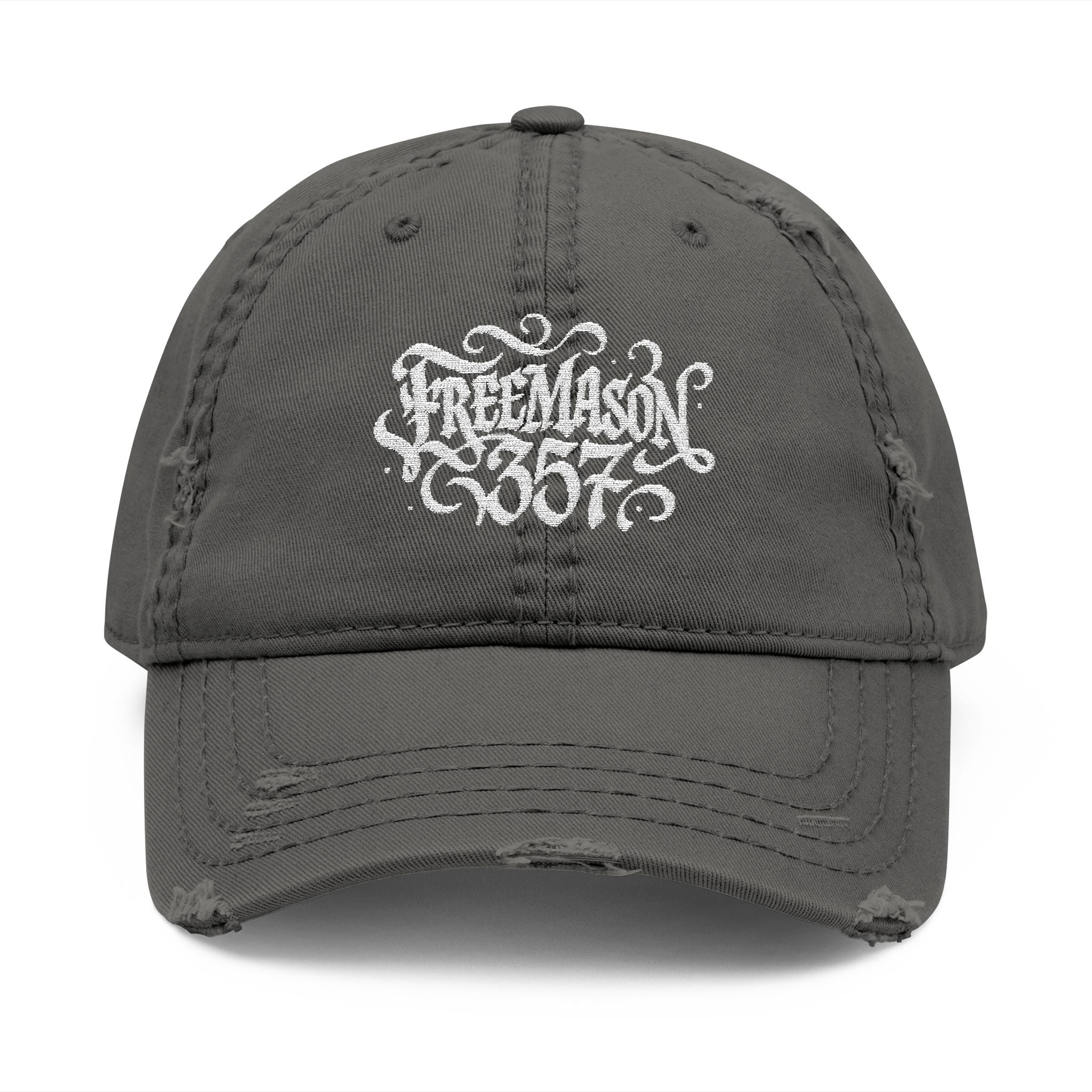 Distressed Embroidered Dad Hat, Casual Summer Headwear, Gift for Dads, Stylish Everyday Cap, Freemason Theme