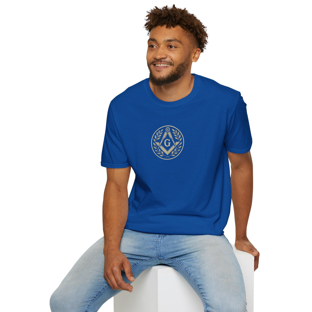 Masonic Symbol Unisex Softstyle T-Shirt | Casual Tee for Freemasons, Gift for Him, Brotherhood Apparel, Everyday Wear, Unique T-Shirt